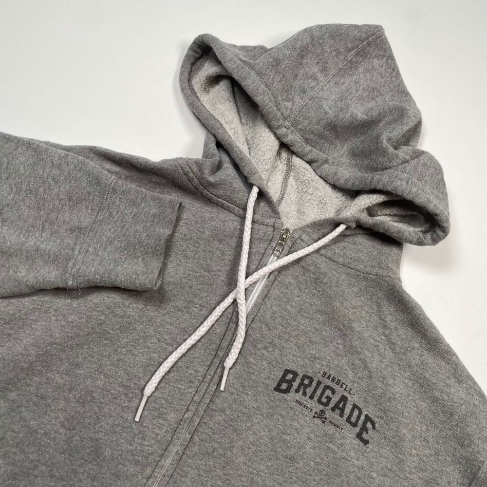 Barbell Brigade Mens Large Gray Full Zip Hoodie Dominate Humbly Gym Sweatshirt